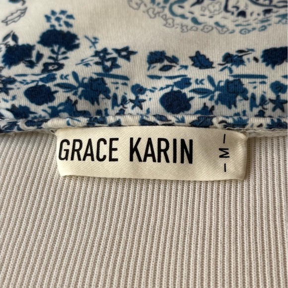 Grace Karin Strapless Blue and White Maxi Dress Medium EUC - Picture 6 of 7